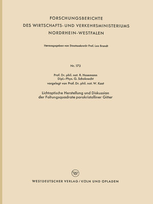 cover image of Lichtoptische Herstellung und Diskussion der Faltungsquadrate parakristalliner Gitter
